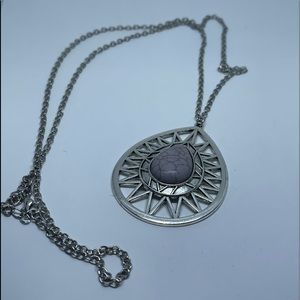 Silver statement necklace with grey stone